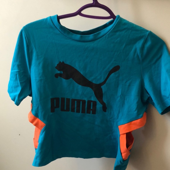Aqua and orange Puma shirt with sides cut out - Picture 1 of 4